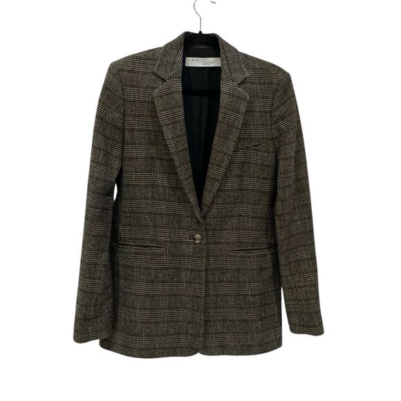 IRO Houli Plaid Tweed Blazer Jacket Brown FR 36 US 4 Oversized Wool Check - Picture 5 of 13